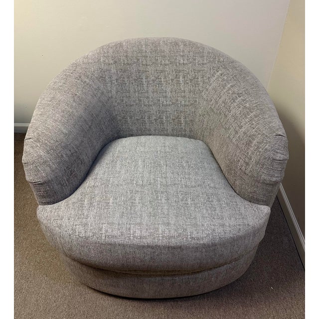 2000 - 2009 Custom Made Contemporary Taupe Swivel Chairs For Sale - Image 5 of 10