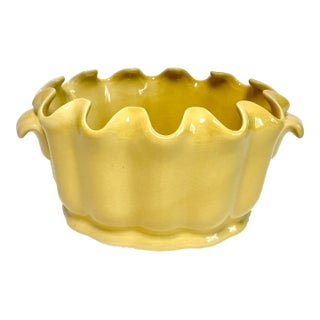 Italian Yellow Pottery Fluted Fruit Bowl For Sale