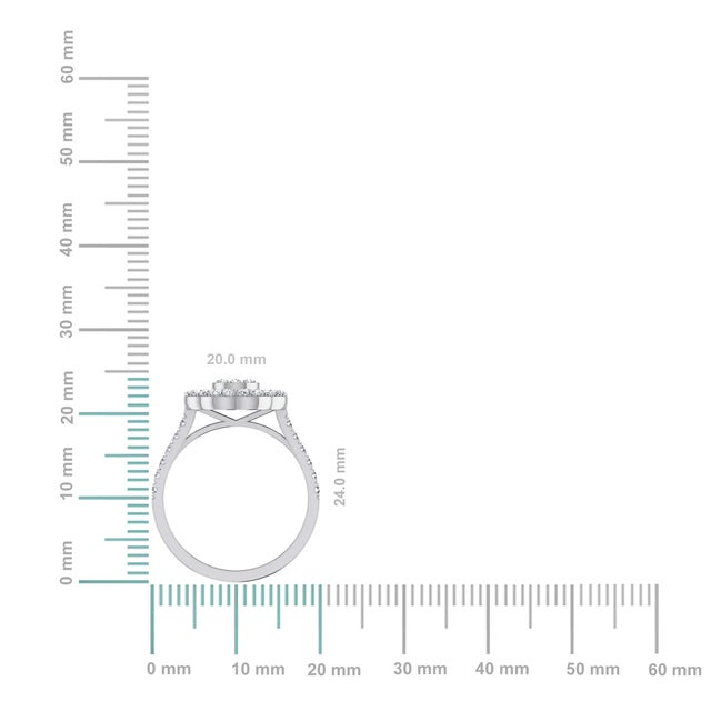Prestige Sparkle: 14K White Gold & 7/8 Cttw Round Baguette Diamond Designer RingA Statement of Pure EleganceMake a lasting...