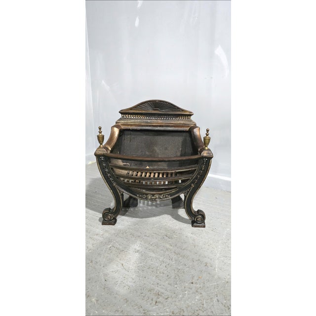 A very good Regency style cast iron, metal and brass grate, in very good overall condition. 25" high 21" wide 13" depth