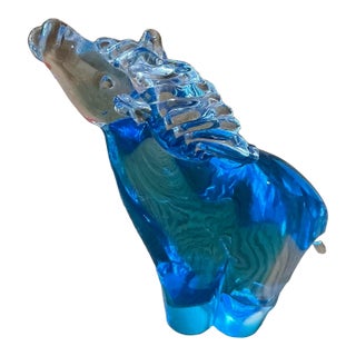 Vintage 1960’s Murano Glass Horse 7” Tall by 3.5” Long - Original Foil Label For Sale