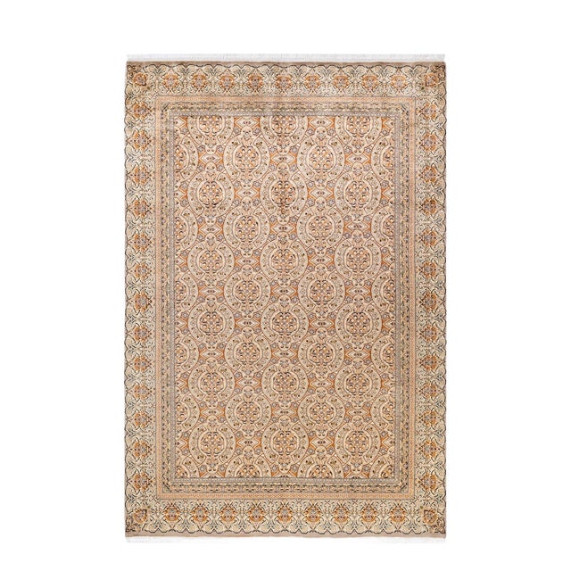 Mogul, One-of-a-Kind Hand-Knotted Area Rug - Ivory, 6' 1" x 9' 1" For Sale