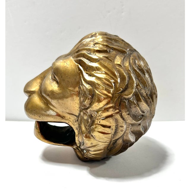 Hollywood Regency Brass Lion Head Paperweight For Sale - Image 3 of 8