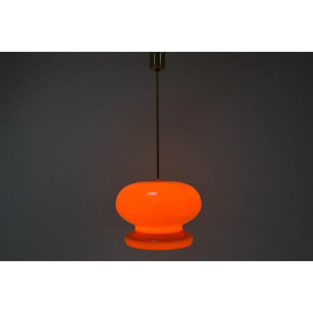 Made in czechoslovakia made of glass, brass new cabling 1x e27 or e26 bulb with aged patina re-polished good original...