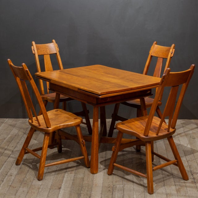 Mid-Century Modern Antique Sikes "Colonist Craft" Solid Hardwood Dining Set c.1930 For Sale - Image 3 of 18