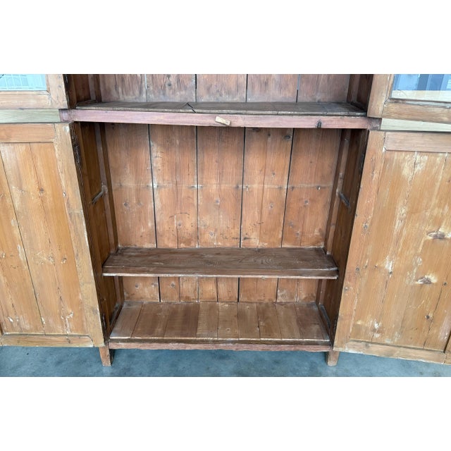Late 19th Century 19th Century Large & Narrow Cupboard or Bookcase with Glass Vitrine, Pine For Sale - Image 5 of 18