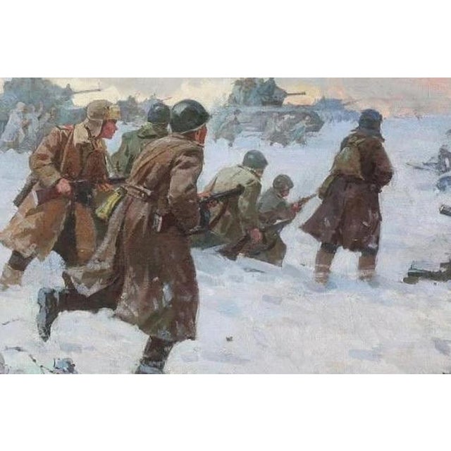 Soviet Army Battle Oil Painting by Grigory Minsky (Minsky G.S., born 1912) For Sale - Image 4 of 6