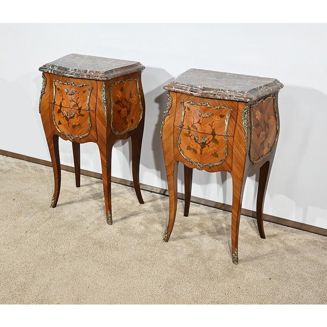Mid-Century Louis XV Style Bedside Tables, Set of 2 For Sale - Image 3 of 18