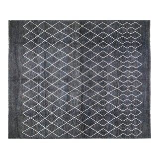 Moroccan Hand Knotted Wool Rug, 8'3"x9'9" For Sale