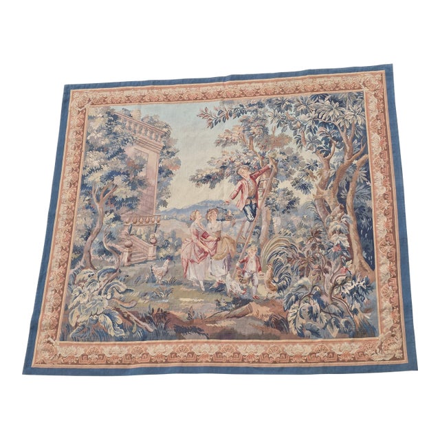 Aubusson Style French Tapestry "The Cherry Pickers" For Sale