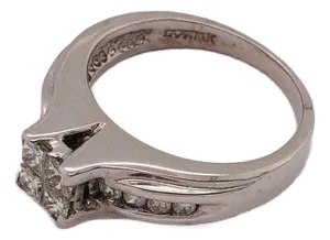 14 Karat White Gold Engagement Bridal Ring With Center Cluster Diamonds 1.00 TDW, Size 5