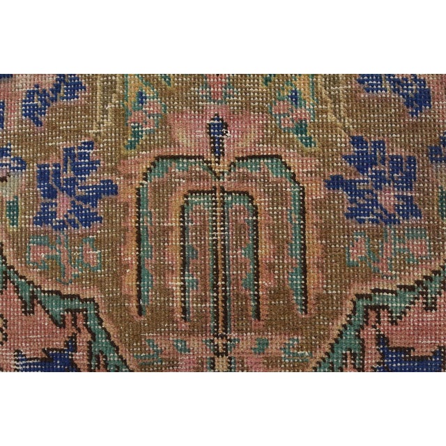 Tabriz Rug 5’3” X 8’4” Pink Wool Vintage Distressed Hand-Knotted Carpet For Sale - Image 9 of 12
