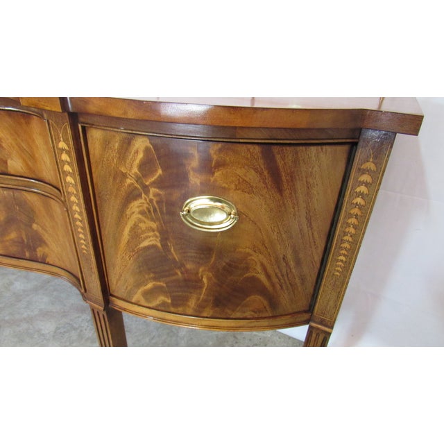 Thomasville 1980s Thomasville Federal Sideboard Mahogany Brass Gallery For Sale - Image 4 of 14