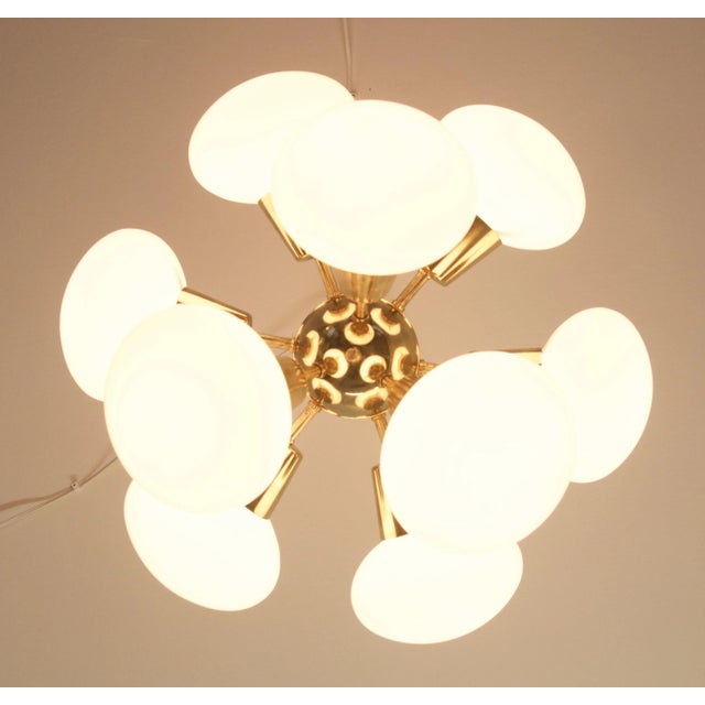 Mid-Century Modern Mid-Century Sputnik Milk Glass Chandelier, 1960s For Sale - Image 3 of 10