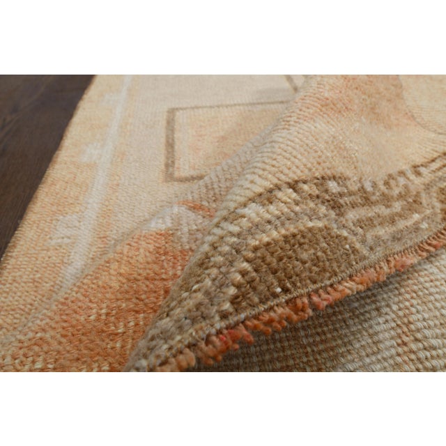 1970s Vintage Turkish Oushak Handmade Wool Cotton Orange Runner Rug For Sale - Image 9 of 11