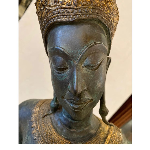 Traditional Early 20th Century Thai Bronze Dancer Sculpture For Sale - Image 3 of 13