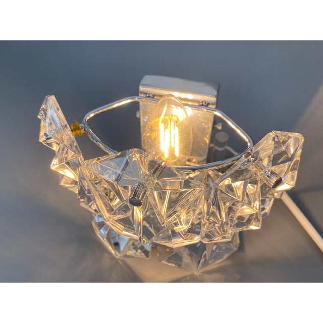 Mid-Century Modern Vintage Wall Lamps in Crystal Glass and Chrome from Kinkeldey, 1970s, Set of 2 For Sale - Image 3 of 13
