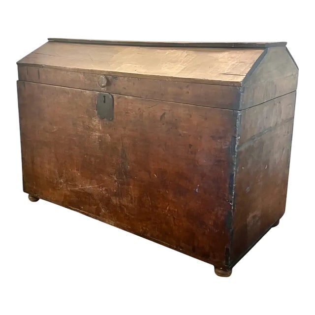 Monumental Antique French Provincial Blanket Coffer, Early 1700s - Grand Scale Original Iron Hardwar For Sale
