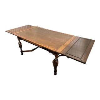 Antique 96" Solid Oak Spanish Revival Refectory Table - Circa 1915 For Sale