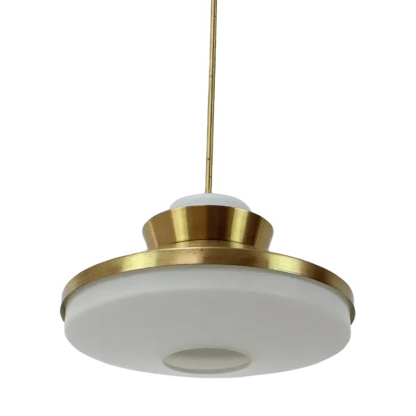 Mid-Century Brass and Glass Pendant by Valasske Mezirici, 1970s For Sale