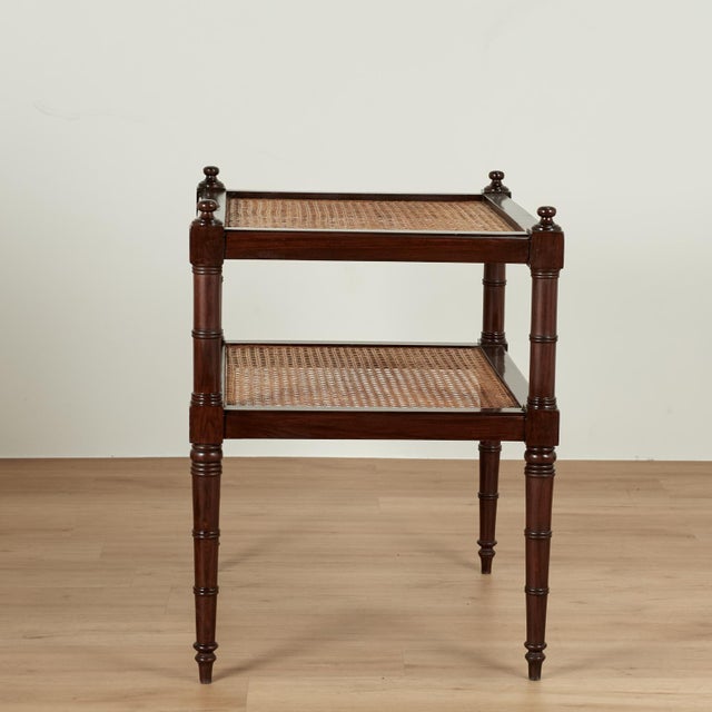 Antique British Colonial Rosewood Two Tiered Caned Stand or Table For Sale - Image 10 of 13