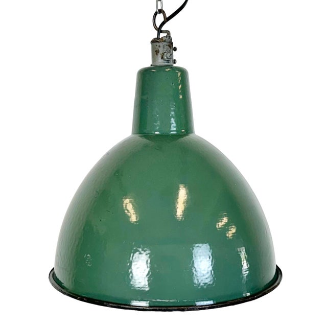 Industrial Green Enamel Factory Pendant Lamp, 1960s For Sale - Image 16 of 16