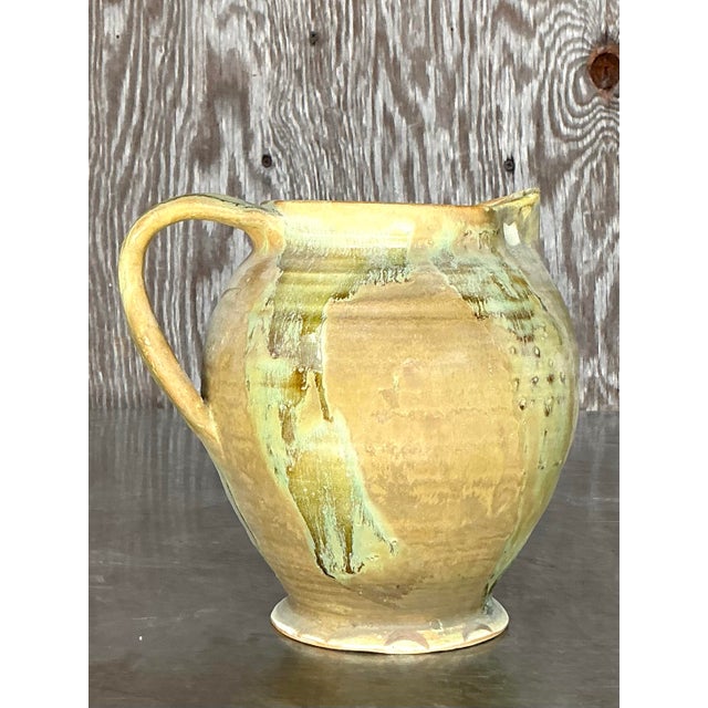 Vintage Boho Original Studio Pottery Pitcher For Sale - Image 10 of 12