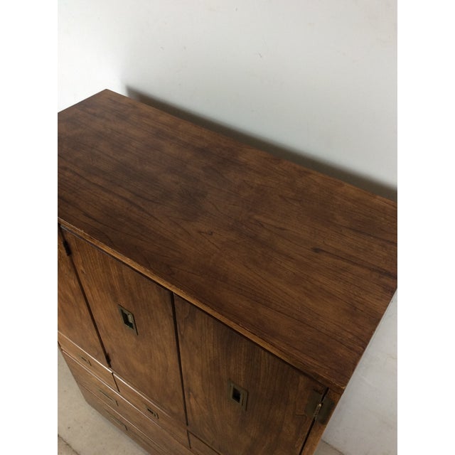 Vintage Campaign Style Armoire With Five Drawers For Sale - Image 9 of 17