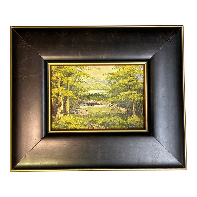 1970’s Original Impressionist Green Forest Landscape Painting For Sale