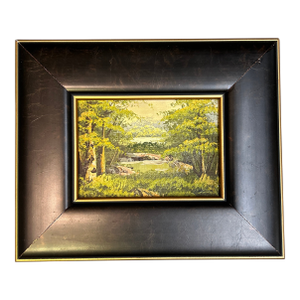 1970’s Original Impressionist Green Forest Landscape Painting
