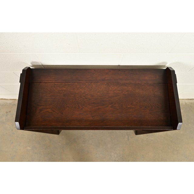 Brown Limbert Style Antique Mission Oak Arts & Crafts Book Trough or Magazine Stand, Newly Refinished For Sale - Image 8 of 11