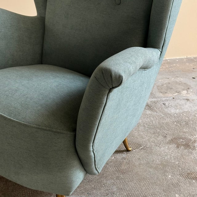 1950s Vintage Lounge Chairs with Brass Legs by Isa Ponte San Pietro, 1950s, Set of 2 For Sale - Image 5 of 7