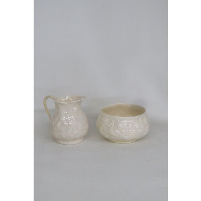 Belleek Ireland Porcelain Lotus Pattern Creamer and Sugar Bowl Set 4638b For Sale - Image 14 of 14