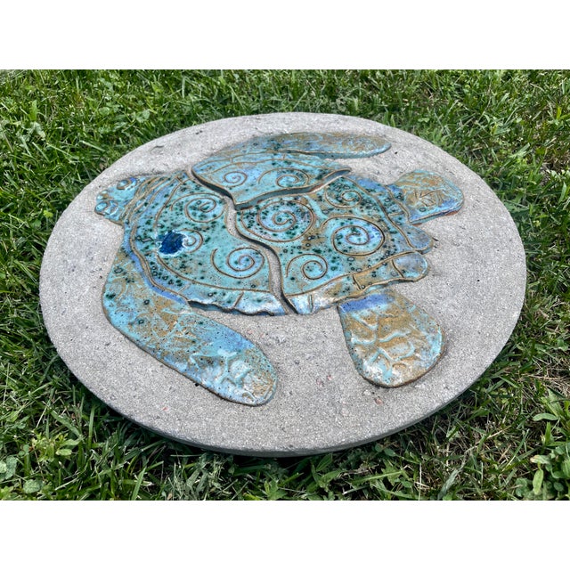 Sea Turtle Mosaic Garden Stone, Hand Made For Sale - Image 4 of 6