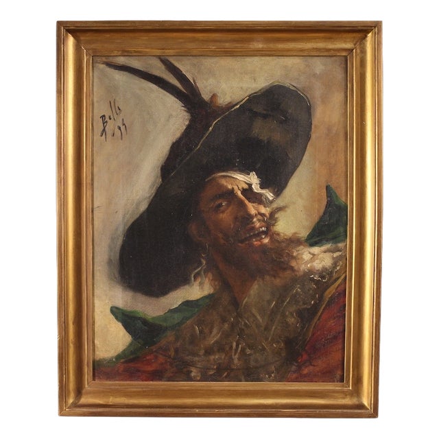 Spanish Artist, Portrait of a Pirate, 1895, Oil on Canvas For Sale