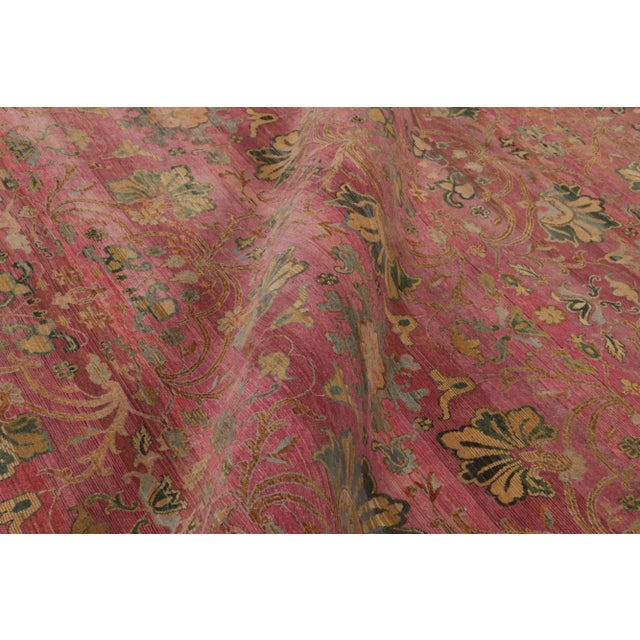 Textile Rug & Kilim’s Modern Rug in Soft Pink and Green Floral All-Over Pattern For Sale - Image 7 of 8