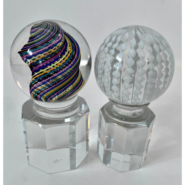 1960s Italian Venini Murano Crystal Signed Paperweight Bookends - a Pair For Sale - Image 5 of 6