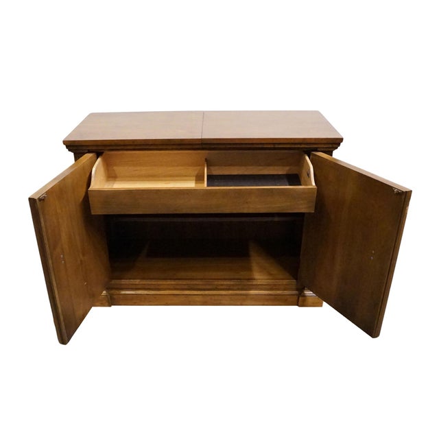 Drexel Furniture Walnut Italian Neoclassical Tuscan Style 60" Slide Top Server Buffet For Sale - Image 12 of 18