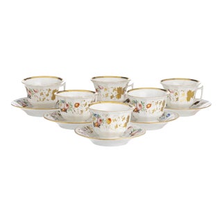 19th Century Porcelain Tea Cups and Saucers, Set of 12 For Sale