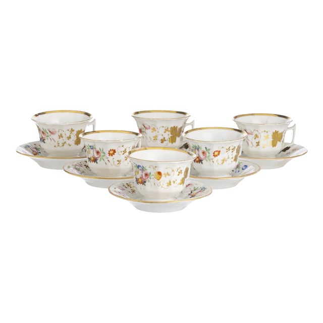 19th Century Porcelain Tea Cups and Saucers, Set of 12 For Sale