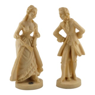 Vintage A. Santini Sculpture Colonial Victorian Man Woman Couple Signed Italy For Sale