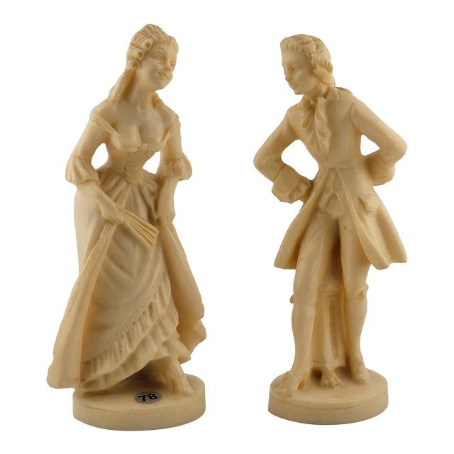Vintage A. Santini Sculpture Colonial Victorian Man Woman Couple Signed Italy For Sale