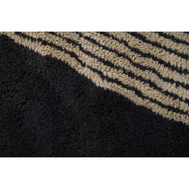 Charcoal Bold X-Design Hand-Knotted Moroccan Wool Rug | 13'5" X 10'0" | One of a Kind For Sale - Image 8 of 9