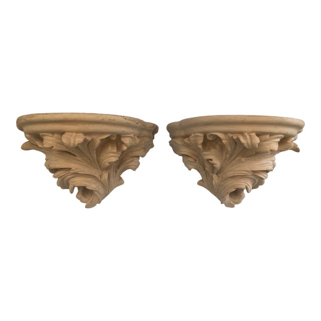 Michael Taylor Acanthus Leaf Wall Brackets Natural - A Pair For Sale