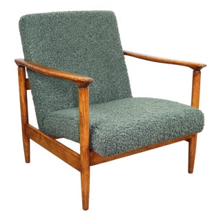 GFM-142 Chair in Olive Fleshy Bouclé attributed to Edmund Homa, 1970s For Sale