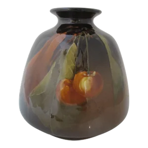 Jb Owens 1114 Brown Utopian Fruit Cherry Art Pottery 6.5" Tall Vase
