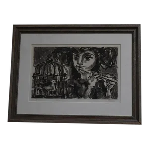 1960s "Duet" Morton Levin Original Signed Print Numbered #24/30, Framed