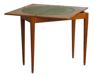 Vintage Game Table with Chessboard and Leather Top