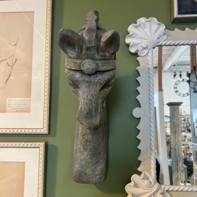 Mid 20th Century Vintage Equestrian Horse Head Fiberglass and Zinc Wall Sculpture For Sale - Image 5 of 5