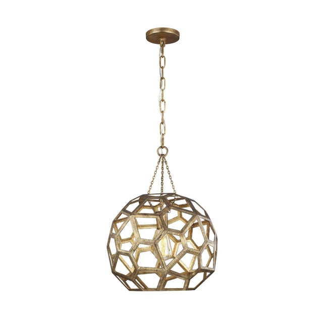 Contemporary Alexa Hampton by Visual Comfort Studio Feccetta Medium Pendant, Gold For Sale - Image 3 of 3